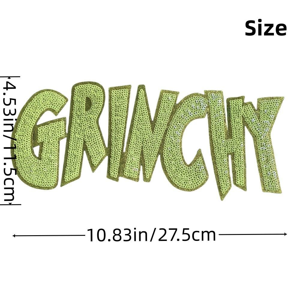 Grinchy Sequin Holiday Iron On Patch
